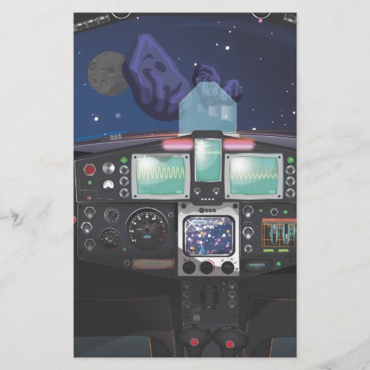 Cockpit-Cartoon Briefpapier (Vorderseite)