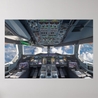Cockpit des Airbus A380 Poster