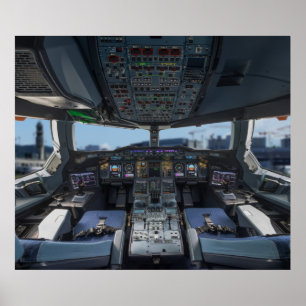 Cockpit des Airbus A380 Poster