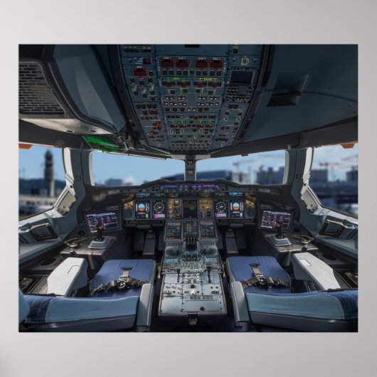 Cockpit des Airbus A380 Poster (Vorne)
