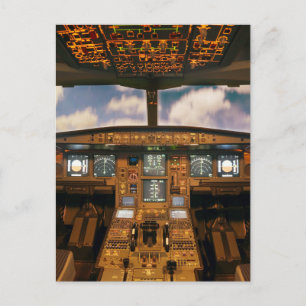 Cockpit eines Düsenflugzeugs Postkarte