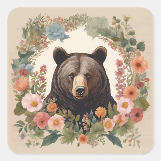 Cockpitbär Quadratischer Aufkleber (Vorderseite)