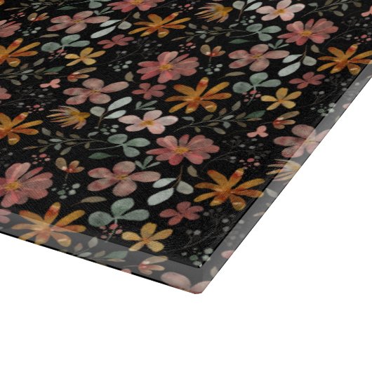 Cockpitkern Blume Erntedank schwarz Schneidebrett (Ecke)