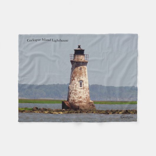 Cockspur Island Leuchtturmflockendecke Fleecedecke (Vorderseite (Horizontal))