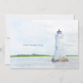 Cockspur Leuchtturm Wasserfarbener Hochzeitsempfan Einladung (Rückseite)