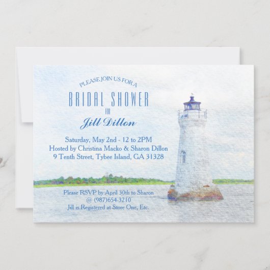 Cockspur Leuchtturm Wasserfarbenes Brautparty Einladung (Vorderseite)