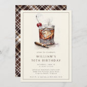 Cocktail 50. Geburtstagsparty Einladung (Vorne/Hinten)