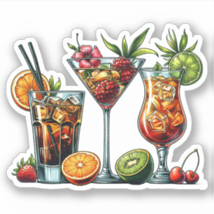 Cocktail alkoholische Getränke farbige Kunstdarste Aufkleber