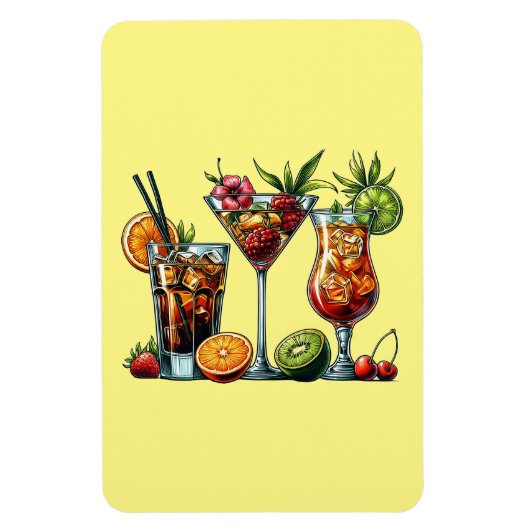 Cocktail alkoholische Getränke farbige Kunstdarste Magnet (Vertikal)