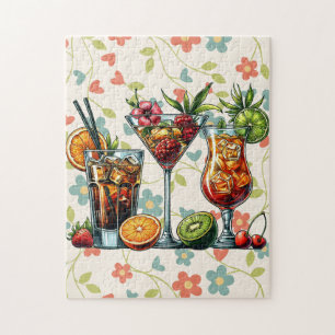 Cocktail alkoholische Getränke farbige Kunstdarste Puzzle