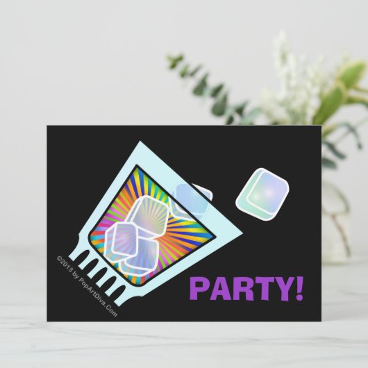 COCKTAIL - ALTMODISCH - FELSEN GLAS EINLADUNG (Stehend Vorderseite)