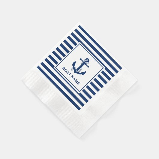 Cocktail an der Ankerschiene Striptes Boot Name Co Serviette (Ecke)