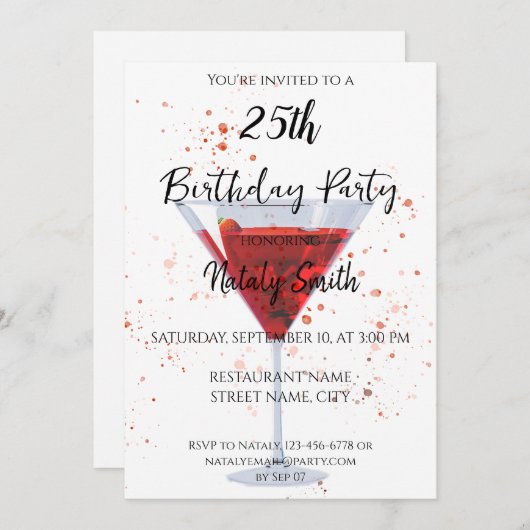 Cocktail an der Seepromenade Einladung (Vorne/Hinten)