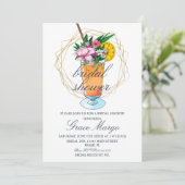 Cocktail an der Wasseroberfläche Tropisches Brautp Einladung (Stehend Vorderseite)