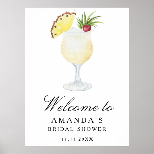 Cocktail-Ananas - Brautparty-Willkommensschild Poster (Vorne)