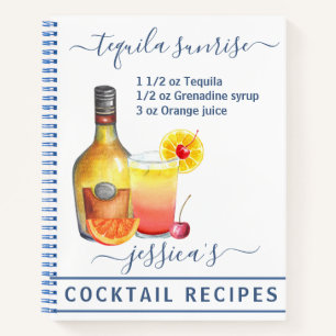 Cocktail Aquarell Rezept Mixgetränke Tequila Notizblock