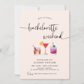 Cocktail Bachelorette Weekend Party Calligrafie Einladung (Vorderseite)