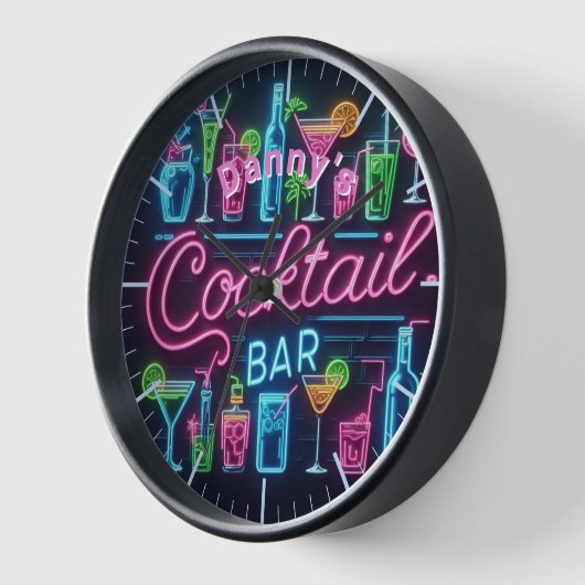 Cocktail Bar Clock Neon Personalisiert Mancave Den Uhr (Winkel)