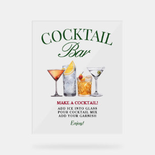 Cocktail Bar Green & Red Classy Acrylschild