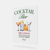 Cocktail Bar Green & Red Classy Acrylschild (Winkel)