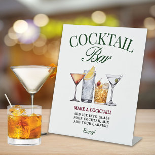Cocktail Bar Green & Red Classy Sockelschild