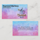 Cocktail-Bar | Hintergrund Wasserfarbe Visitenkarte (Vorne/Hinten)
