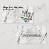Cocktail-Bar | Marmorweiß Visitenkarte (Vorne/Hinten)