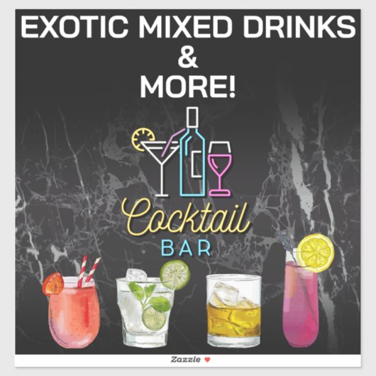 Cocktail Bar Neon Sign Aufkleber (Blatt)