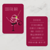 Cocktail Bar Nightclub Barkeeper Visitenkarte (Vorne/Hinten)