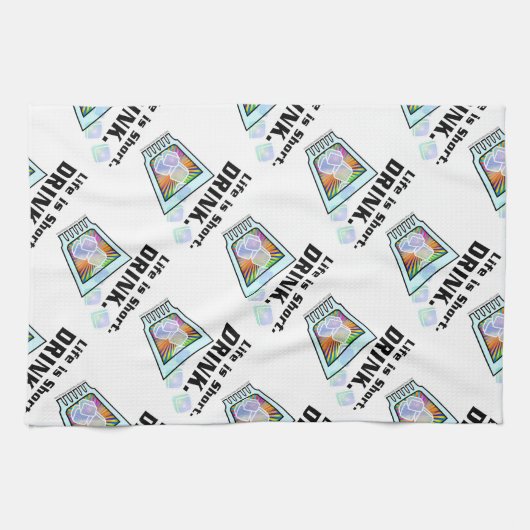 COCKTAIL-BAR-TÜCHER, Leben ist kurz. GETRÄNK Handtuch (Horizontal)