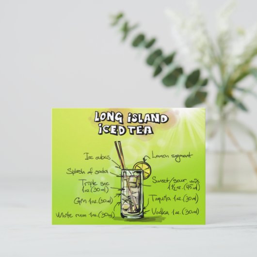 Cocktail-Bar Wasserfarbe Rezept Postkarte (Stehend Vorderseite)