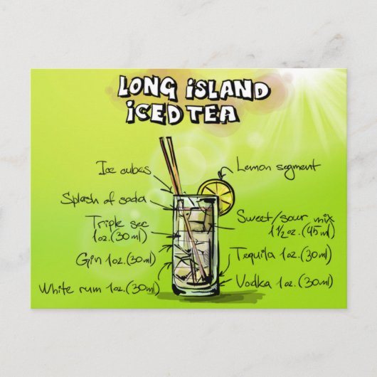 Cocktail-Bar Wasserfarbe Rezept Postkarte (Vorderseite)