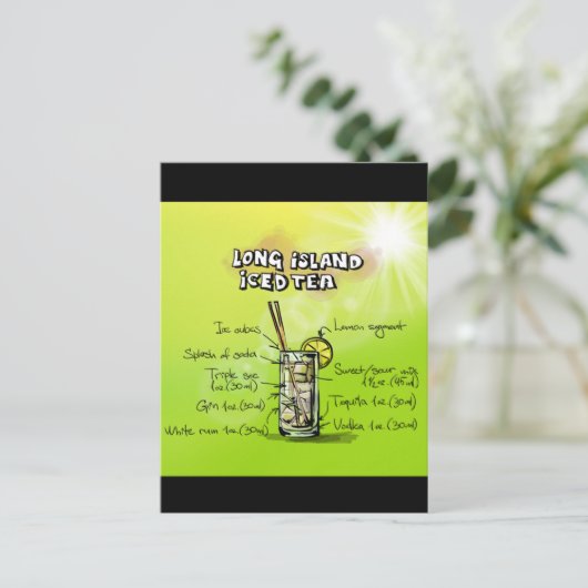 Cocktail-Bar Wasserfarbe Rezept Postkarte (Stehend Vorderseite)