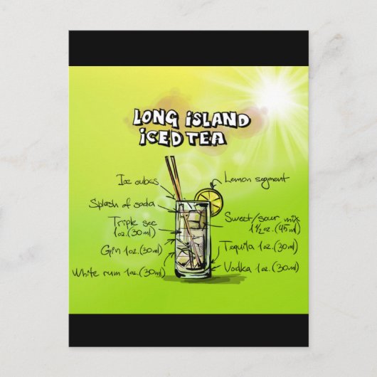 Cocktail-Bar Wasserfarbe Rezept Postkarte (Vorderseite)