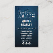 Cocktail Barkeeper Beruflich | Dunkelblau Visitenkarte (Vorderseite)