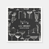 Cocktail Barkeeper Beruflich | Klasse Schwarz Serviette (Vorderseite)