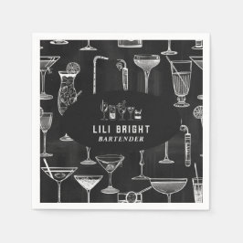 Cocktail Barkeeper Beruflich | Klasse Schwarz Serviette