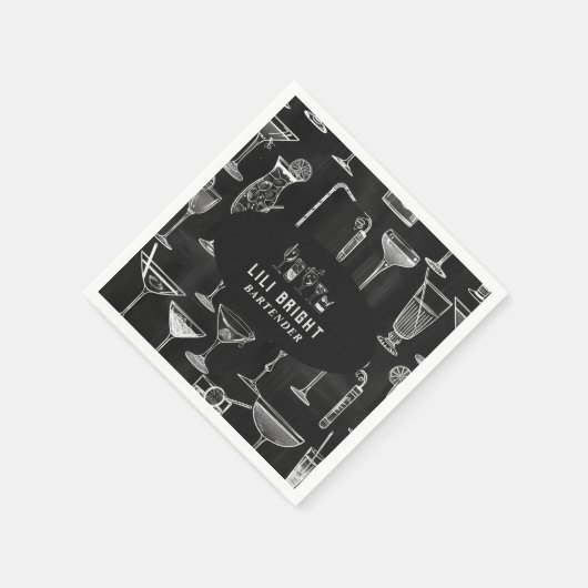 Cocktail Barkeeper Beruflich | Klasse Schwarz Serviette (Ecke)