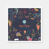 Cocktail Barkeeper Beruflich | Neonlicht Serviette (Vorderseite)