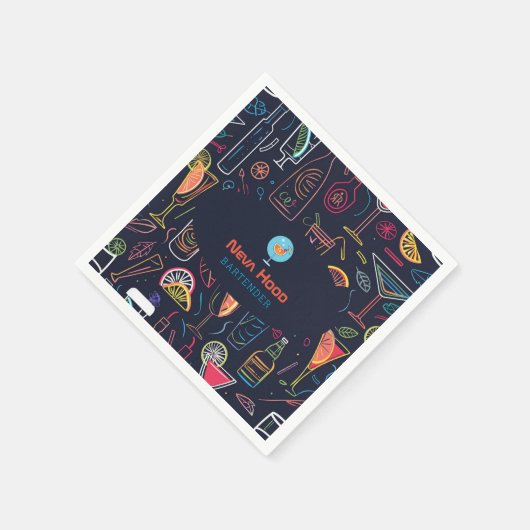 Cocktail Barkeeper Beruflich | Neonlicht Serviette (Ecke)