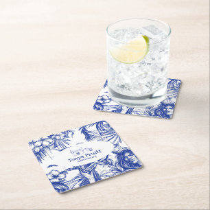 Cocktail Barkeeper Beruflich Sketch Blue Rechteckiger Pappuntersetzer