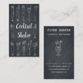 Cocktail Barkeeper Chalkboard Business Card Visitenkarte (Vorne/Hinten)