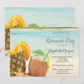 Cocktail Beach Seashells Retirement Party   Einladung (Vorne/Hinten)