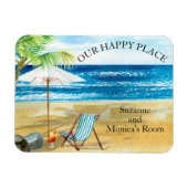 Cocktail Beach Sessel Happy Place Cruise Door Magnet (Horizontal)