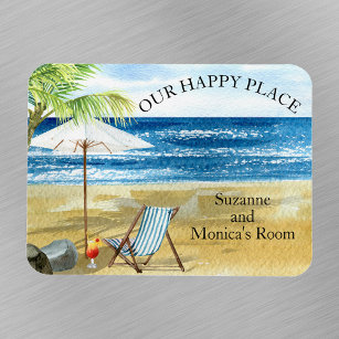Cocktail Beach Sessel Happy Place Cruise Door Magnet