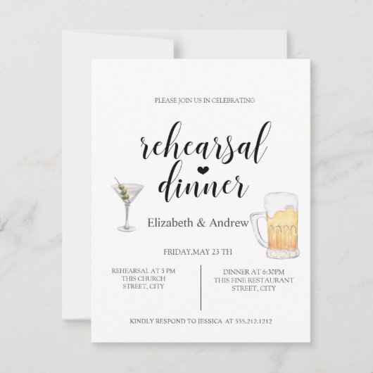 Cocktail, Beer-Probe-Dinner Einladung (Vorderseite)