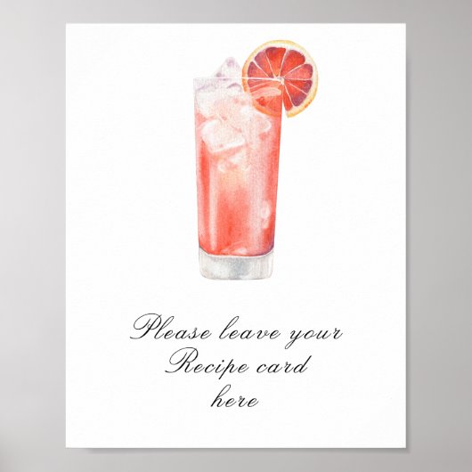 Cocktail Brautparty - Rezeptkarte Poster (Vorne)