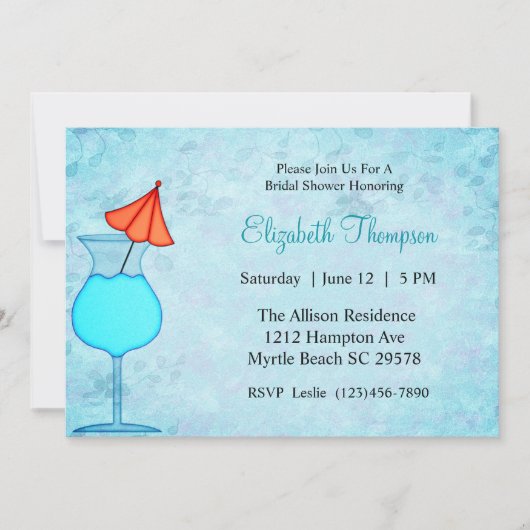 Cocktail Bridal Dusche Einladung (Vorderseite)