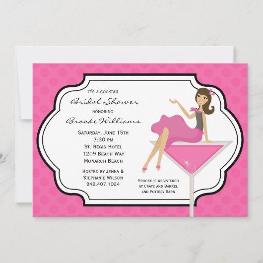 Cocktail Bridal Dusche Einladung (Vorderseite)