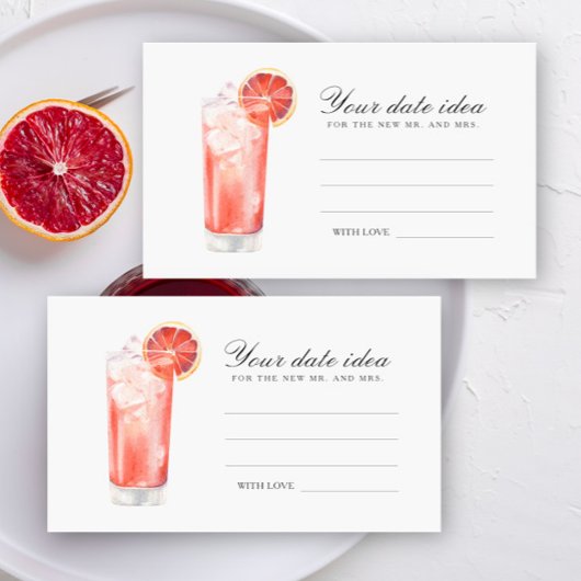 Cocktail Bridal Shower - Date night ideas Begleitkarte